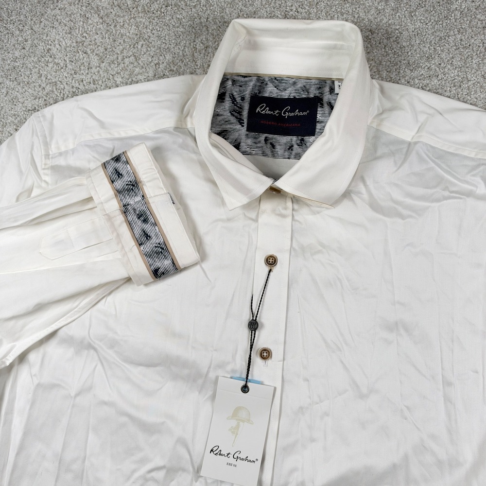NEW Robert Graham Caruso Shirt Mens 3XL White Long Sleeve Button Down